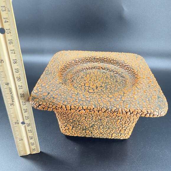 VTG Mid Century Textured Lava Glaze Votive Candle Holder Trinket Dish Ceramic - Picture 3 of 13